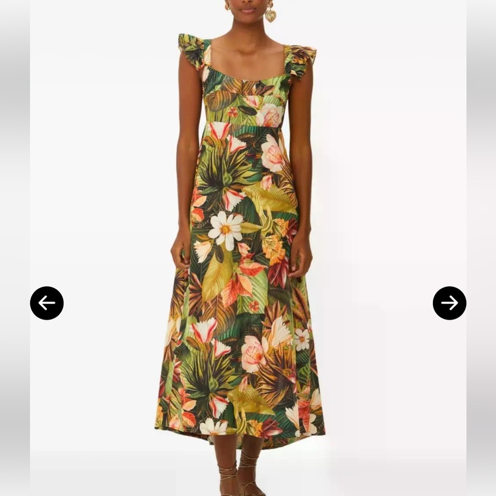 FARM Rio Tropical Floral Maxi Dress in Green, Yellow & Pink
